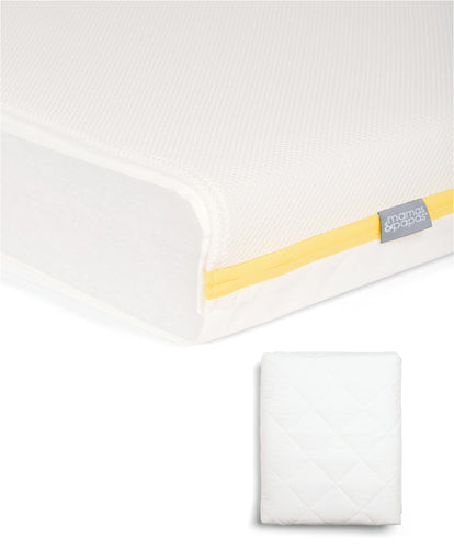Mamas & Papas Cotbed Mattresses Essential Airflow Fibre Cotbed Mattress & Anti-Allergy Quilted Mattress Protector Bundle