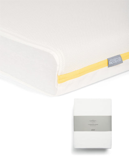 Mamas & Papas Cotbed Mattresses Essential Airflow Fibre Cotbed Mattress & Fitted Sheets (2 Pack) - White