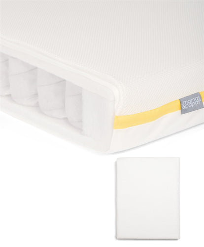 Mamas & Papas Cotbed Mattresses Essential Airflow Pocket Spring Cotbed Mattress & Anti-Allergy Terry Towelling Mattress Protector Bundle