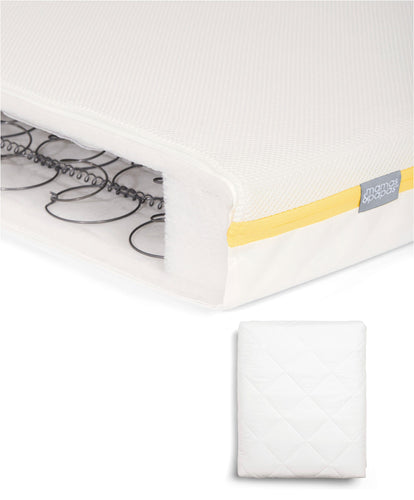 Mamas & Papas Cotbed Mattresses Essential Airflow Spring Cotbed Mattress & Anti-Allergy Quilted Mattress Protector Bundle