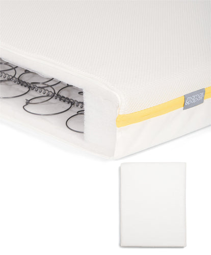 Mamas & Papas Cotbed Mattresses Essential Airflow Spring Cotbed Mattress & Anti-Allergy Terry Towelling Mattress Protector Bundle