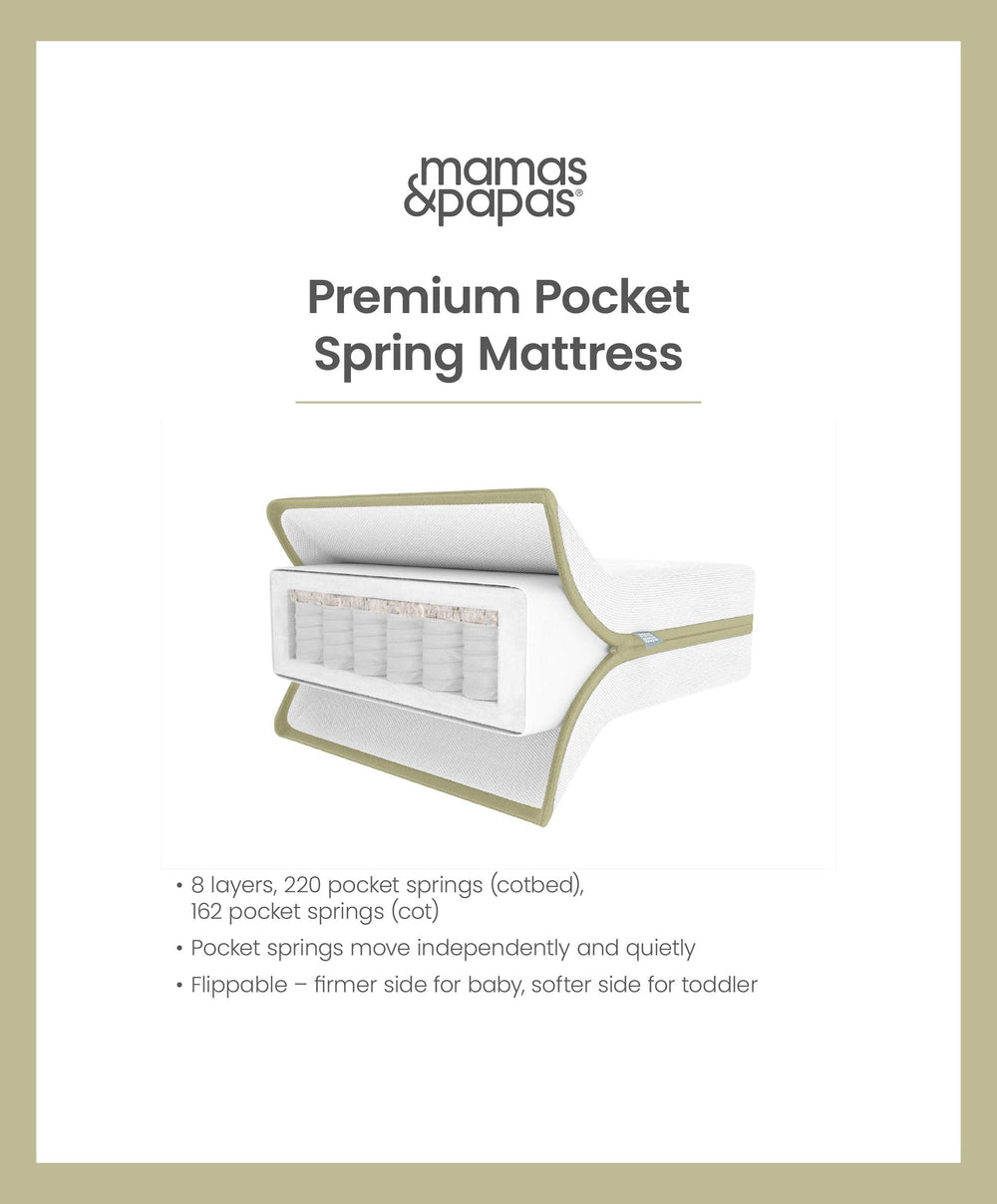 Mamas &amp; Papas Cotbed Mattresses Premium Pocket Spring Cotbed Mattress