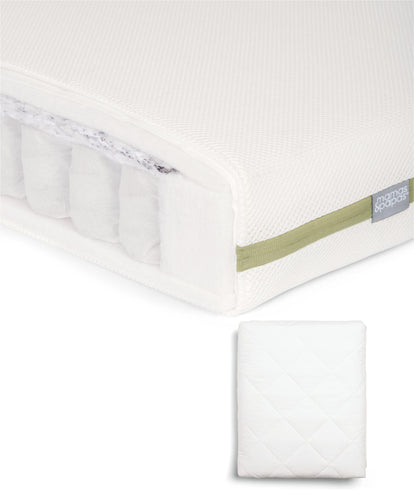 Mamas & Papas Cotbed Mattresses Premium Pocket Spring Cotbed Mattress & Anti-Allergy Quilted Mattress Protector Bundle