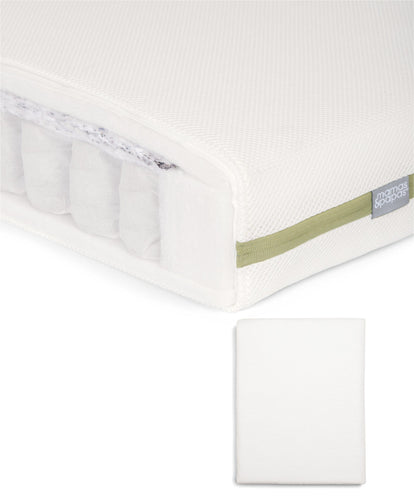 Mamas & Papas Cotbed Mattresses Premium Pocket Spring Cotbed Mattress & Anti-Allergy Terry Towelling Mattress Protector Bundle