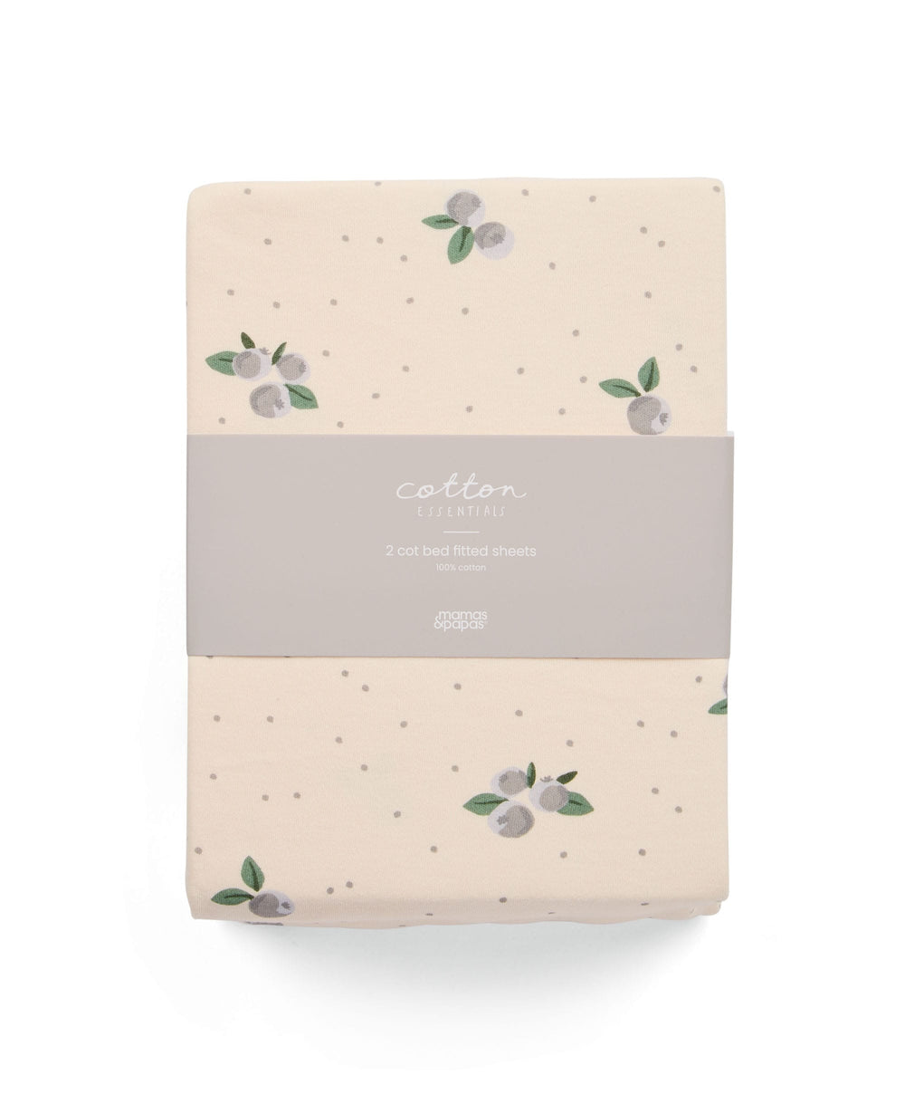 Mamas &amp; Papas Cotbed Sheets 2 Cot/Bed Fitted Sheets - Blueberry