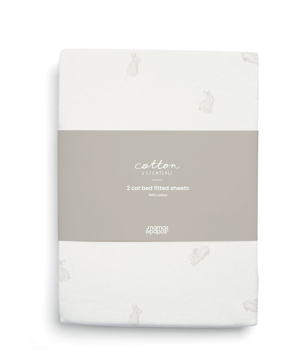 Mamas &amp; Papas Cotbed Sheets Cotbed Fitted Sheets (2 Pack) - Bunny