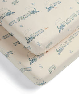 Mamas & Papas Cotbed Sheets Cotbed Fitted Sheets (2 Pack) - Train
