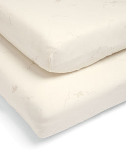 Mamas & Papas Cotbed Sheets Cotbed Fitted Sheets (2 pack) Welcome to the World Duckling - Cream