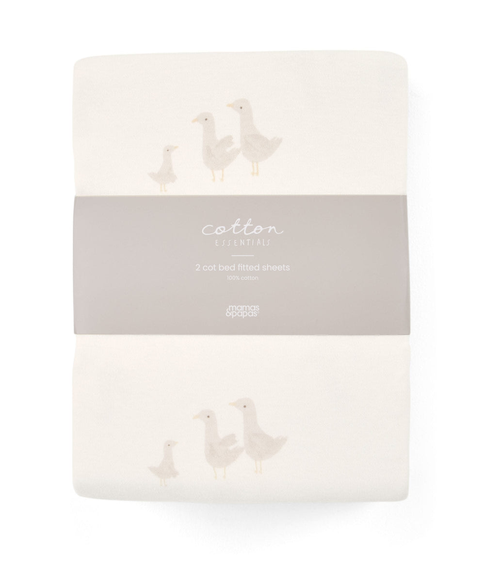 Mamas &amp; Papas Cotbed Sheets Cotbed Fitted Sheets (Pack of 2) - Waddle Duck
