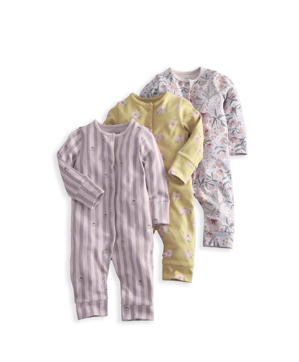 Mamas &amp; Papas Creative Floral Sleepsuits (Pack of 3)