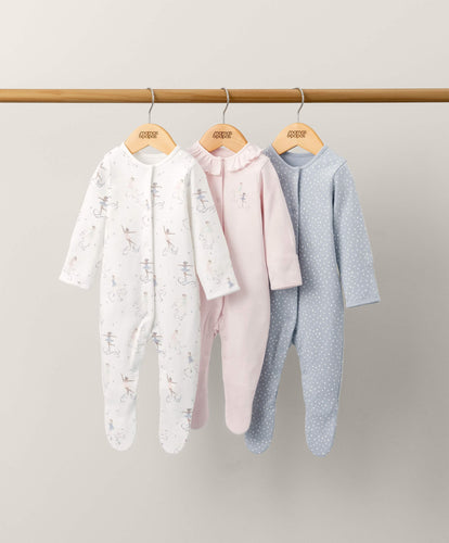 Mamas & Papas Dancing On Ice Sleepsuits (3 pack) - Pink