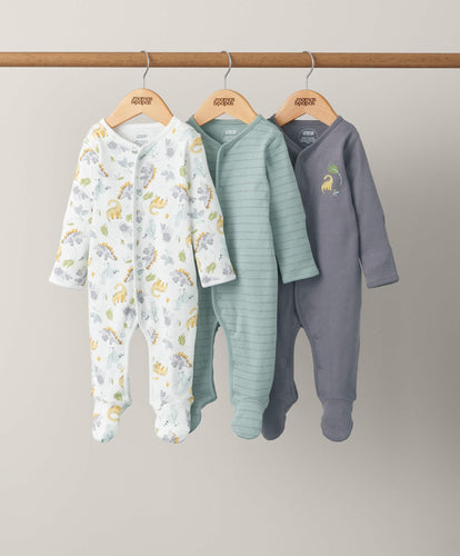 Mamas & Papas Dinosaur Sleepsuits (3 Pack)