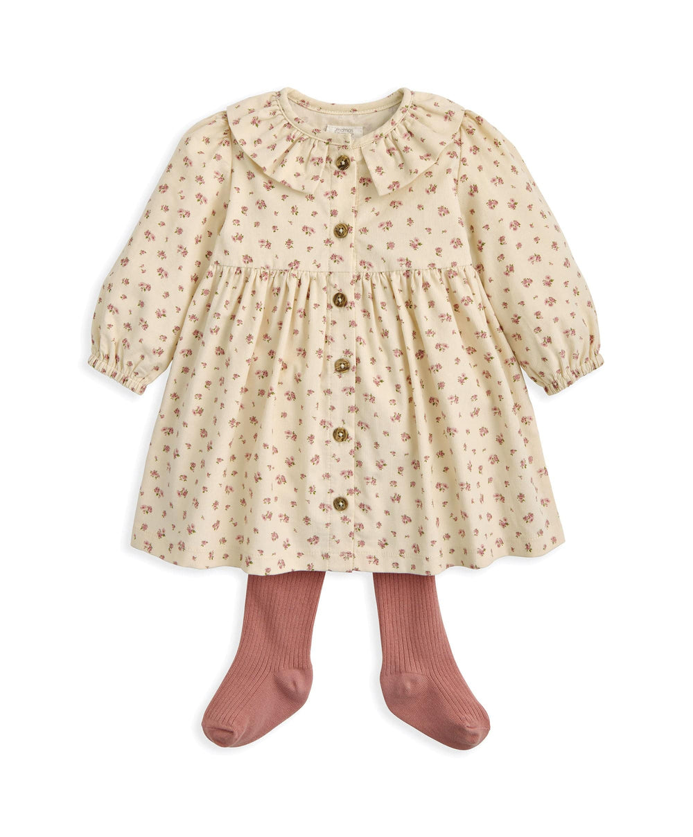 Mamas &amp; Papas Ditsy Rose Dress &amp; Tights Set (2 Pieces) - Cream