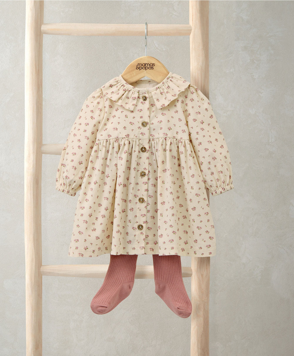 Mamas &amp; Papas Ditsy Rose Dress &amp; Tights Set (2 Pieces) - Cream