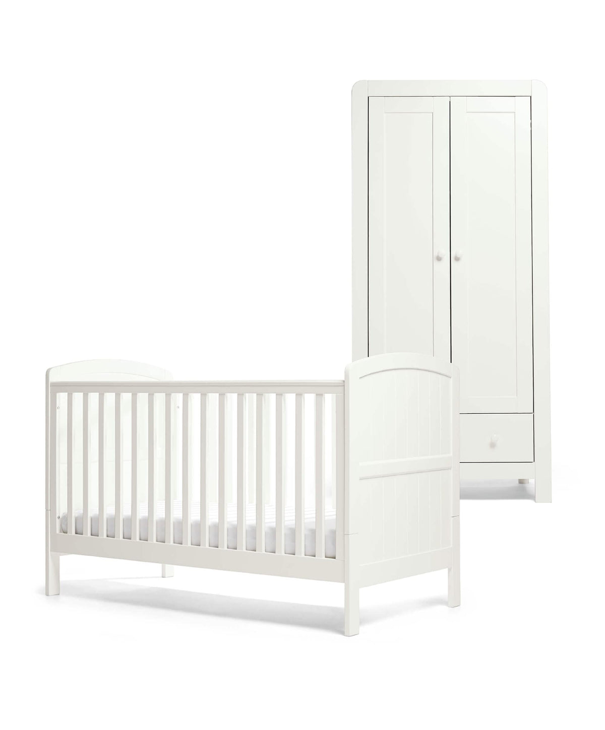 Mamas & Papas Dover Cotbed & Wardrobe Bundle - White