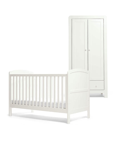 Mamas & Papas Dover Cotbed & Wardrobe Bundle - White