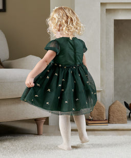 Mamas & Papas Dresses & Skirts Green Bow Mesh Embroidery Dress