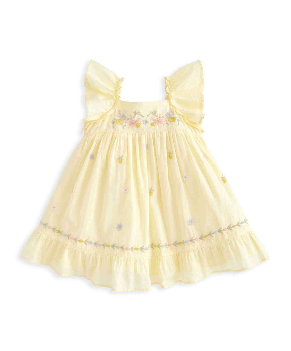 Mamas &amp; Papas Dresses &amp; Skirts Peplum Frill Embroidered Dress - Yellow