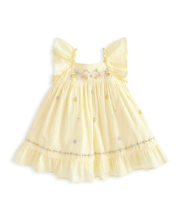 Mamas & Papas Dresses & Skirts Peplum Frill Embroidered Dress - Yellow