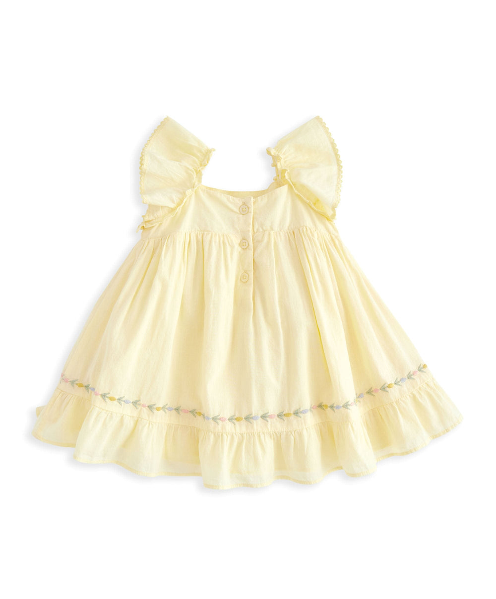 Mamas &amp; Papas Dresses &amp; Skirts Peplum Frill Embroidered Dress - Yellow