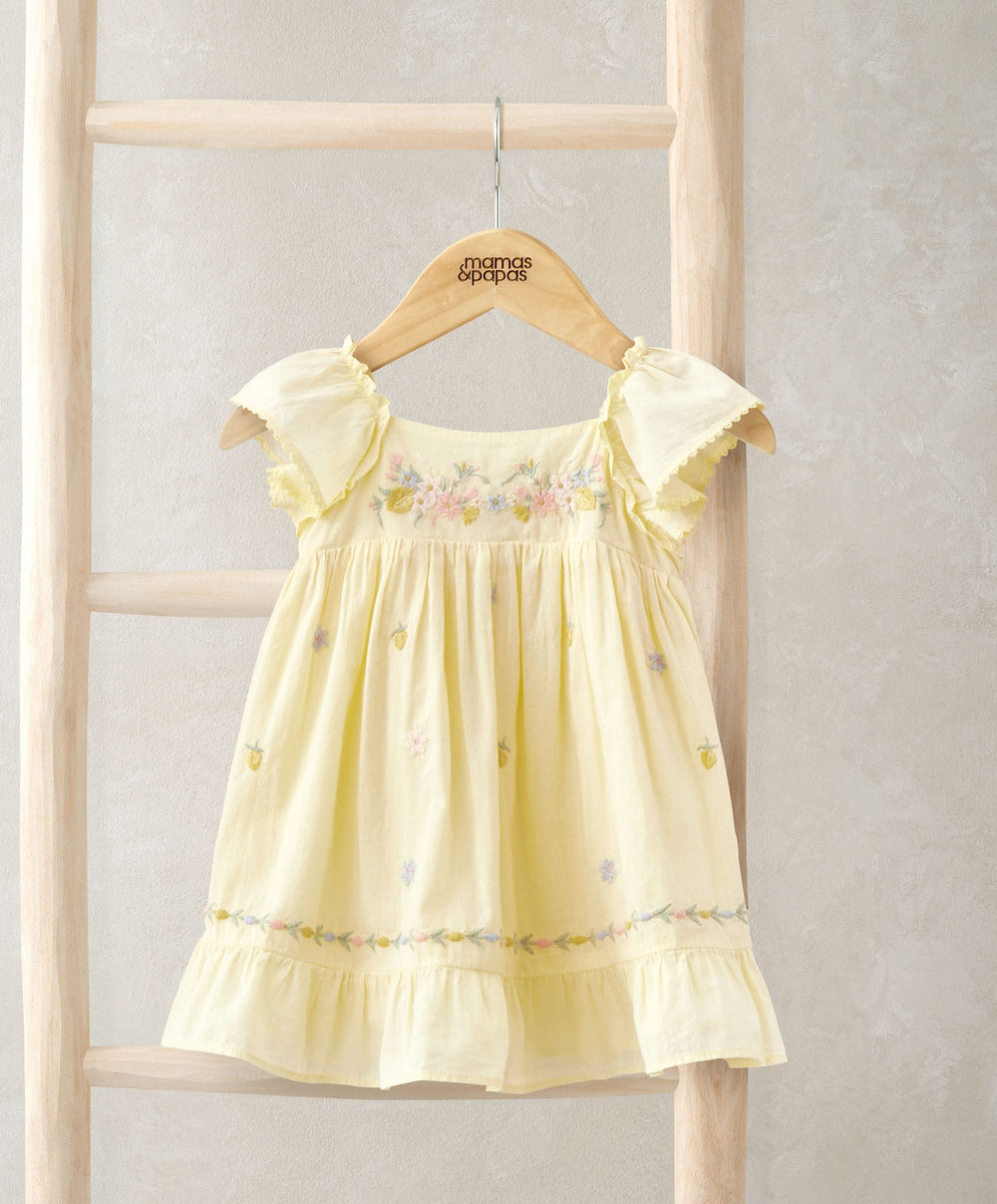 Mamas &amp; Papas Dresses &amp; Skirts Peplum Frill Embroidered Dress - Yellow