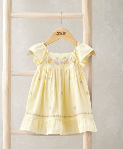 Mamas & Papas Dresses & Skirts Peplum Frill Embroidered Dress - Yellow