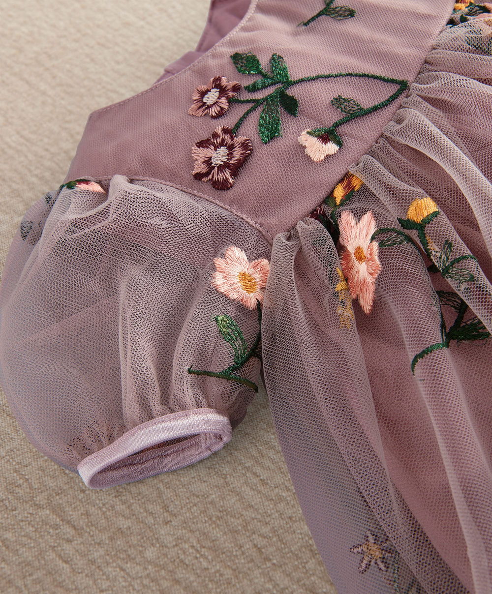 Mamas &amp; Papas Dresses &amp; Skirts Plum Floral Mesh Embroidery Dress