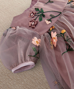 Mamas & Papas Dresses & Skirts Plum Floral Mesh Embroidery Dress