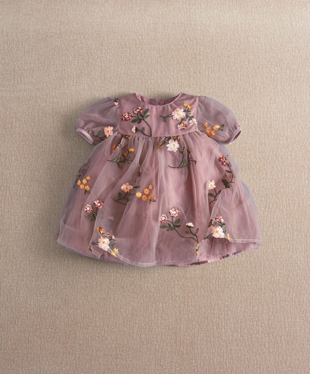 Mamas &amp; Papas Dresses &amp; Skirts Plum Floral Mesh Embroidery Dress