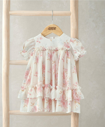 Mamas & Papas Dresses & Skirts Puff Sleeve Chiffon Dress - Vintage Floral Print