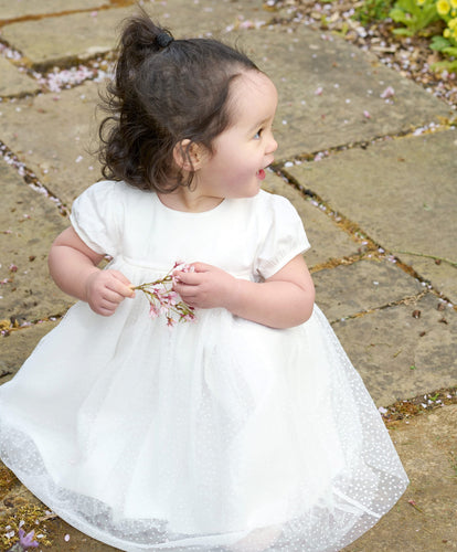 Mamas & Papas Dresses & Skirts White Flock Spot Mesh Dress