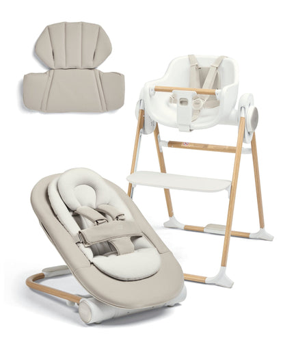 Mamas & Papas Eno Highchair, Eno Highchair Cushion & Eno Bouncer Bundle - Cashmere
