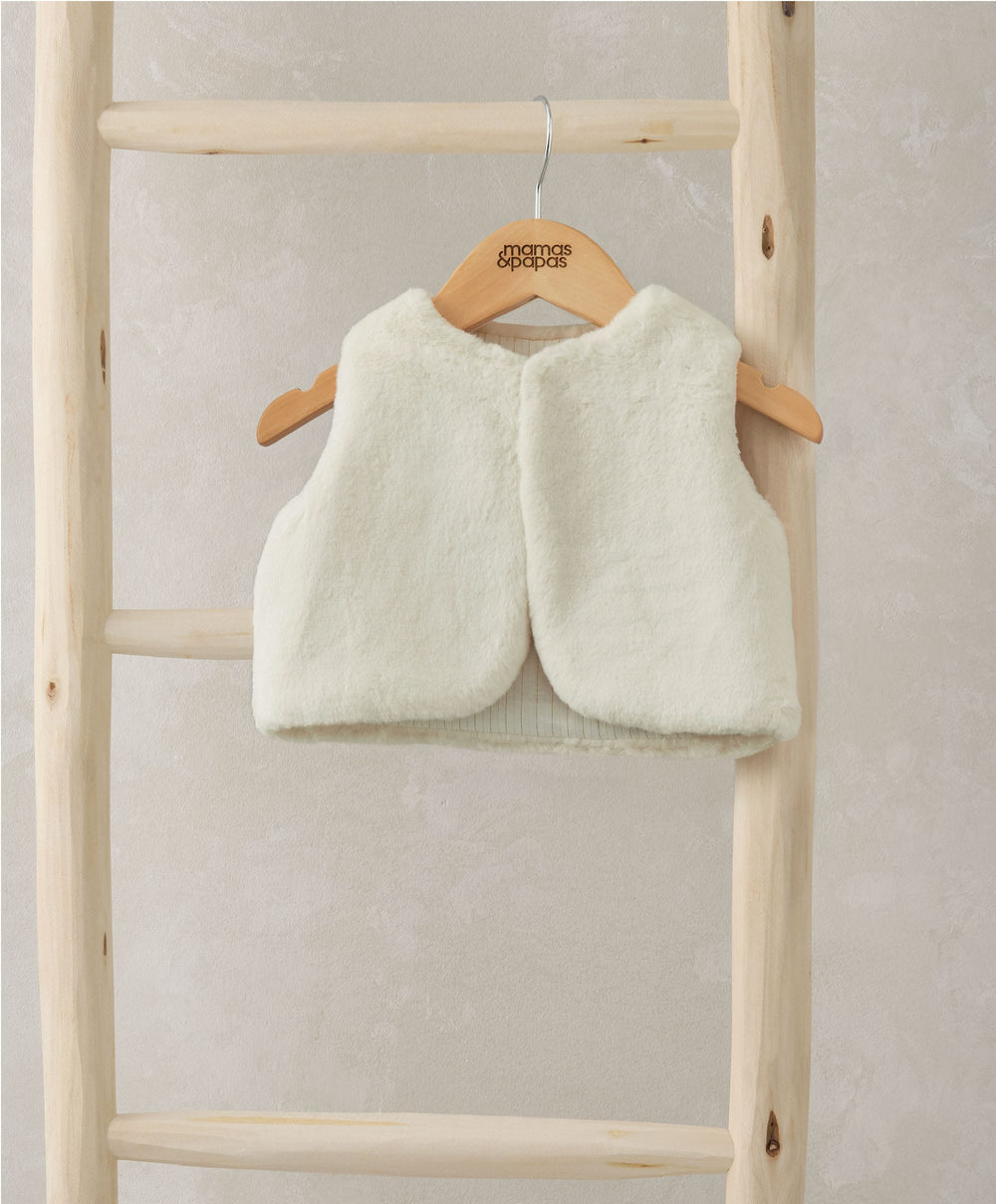Mamas &amp; Papas Faux Fur Gilet - Cream