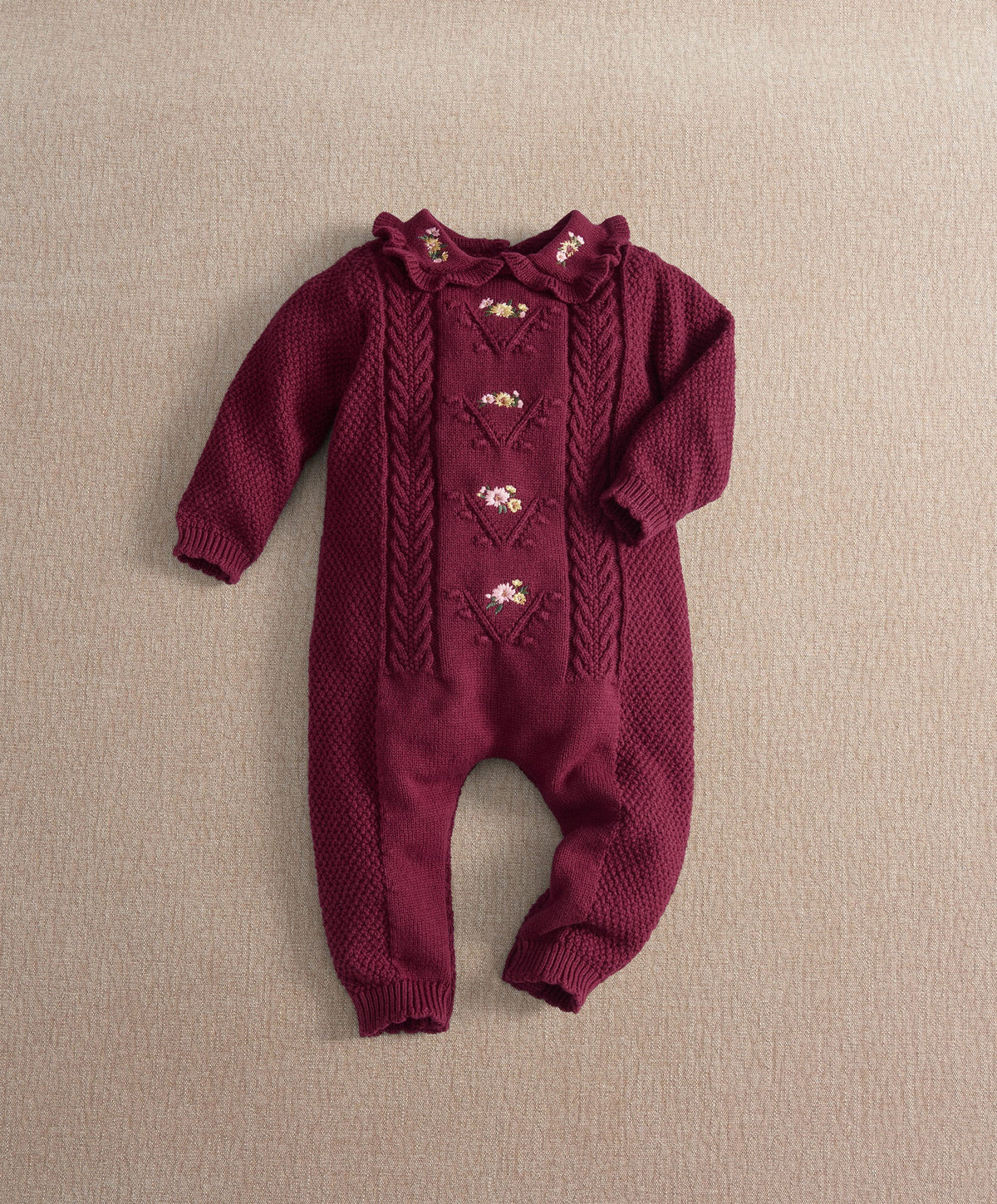 Mamas & Papas Floral Embroidery Detail Knitted Romper