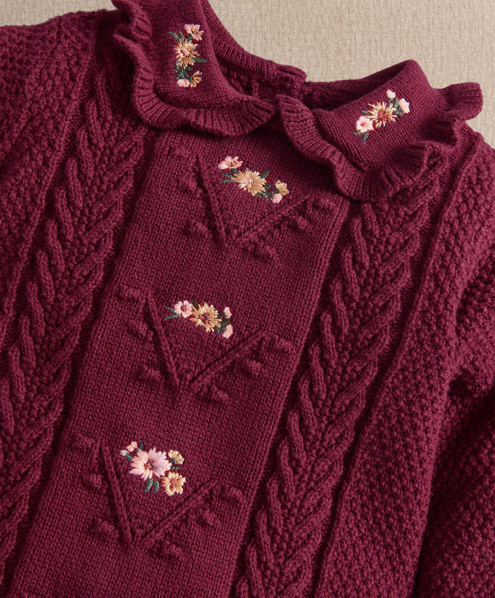 Mamas &amp; Papas Floral Embroidery Detail Knitted Romper