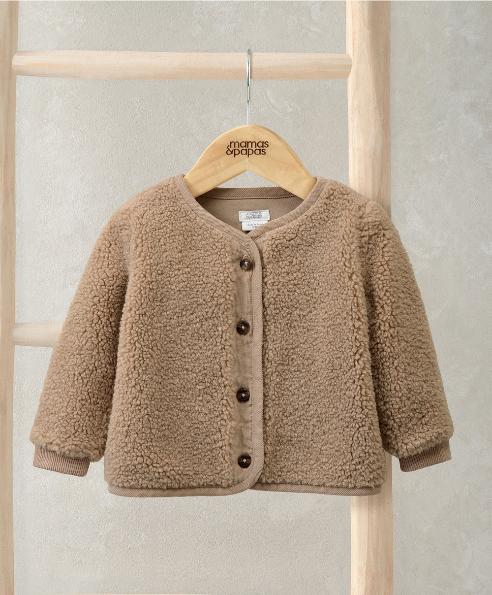 Mamas &amp; Papas Fully Lined Borg Jacket with Rib Cuffs