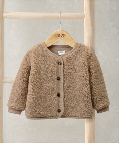 Mamas & Papas Fully Lined Borg Jacket with Rib Cuffs