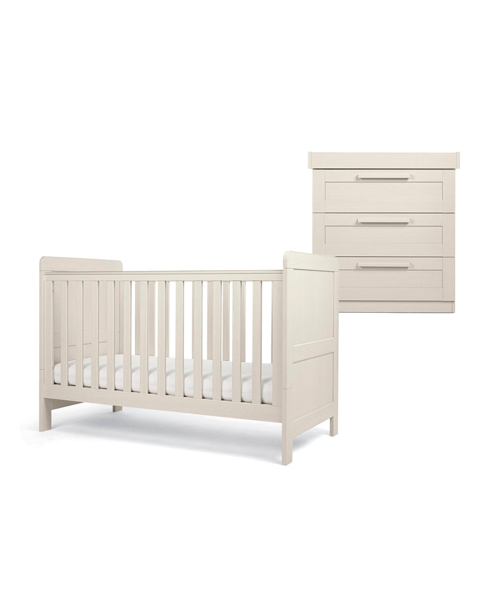 Mamas &amp; Papas Furniture Sets Atlas 2 Piece Small Cotbed Set with Dresser Changer - Stone