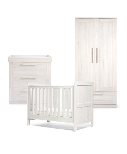 Mamas & Papas Furniture Sets Atlas 3 Piece Convertible Cot Range with Dresser Changer & Wardrobe - White