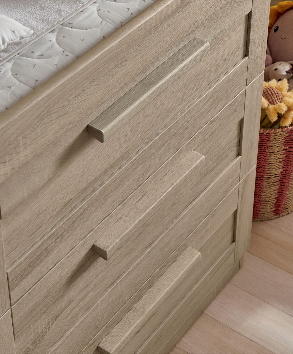Mamas &amp; Papas Furniture Sets Atlas 3 Piece Cotbed Range with Dresser Changer &amp; Wardrobe - Light Oak