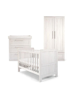 Mamas & Papas Furniture Sets Atlas 3 Piece Cotbed Range with Dresser Changer & Wardrobe - Nimbus White