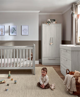 Mamas & Papas Furniture Sets Atlas 3 Piece Cotbed Range with Dresser Changer & Wardrobe - Nimbus White