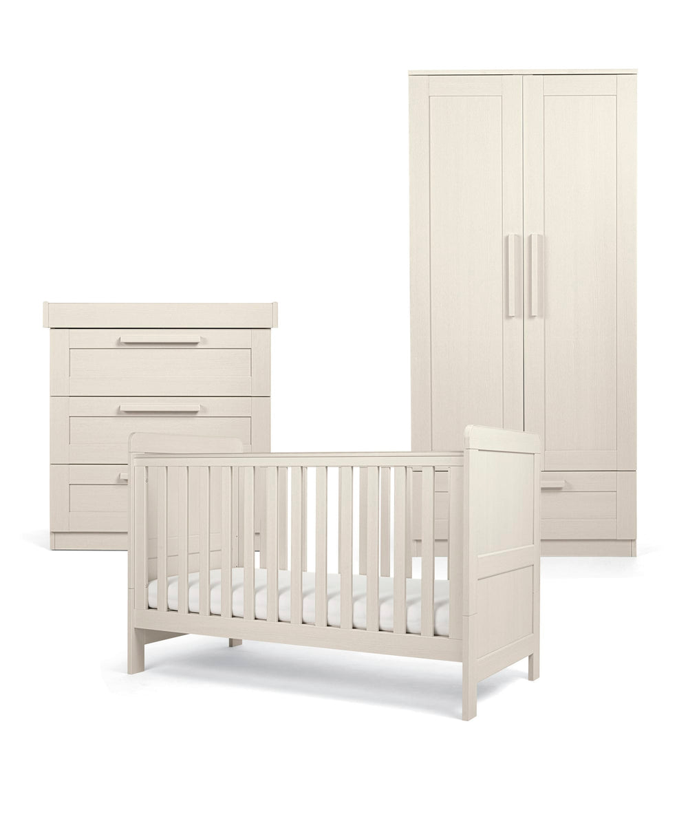 Mamas &amp; Papas Furniture Sets Atlas 3 Piece Cotbed Range with Dresser Changer &amp; Wardrobe - Stone