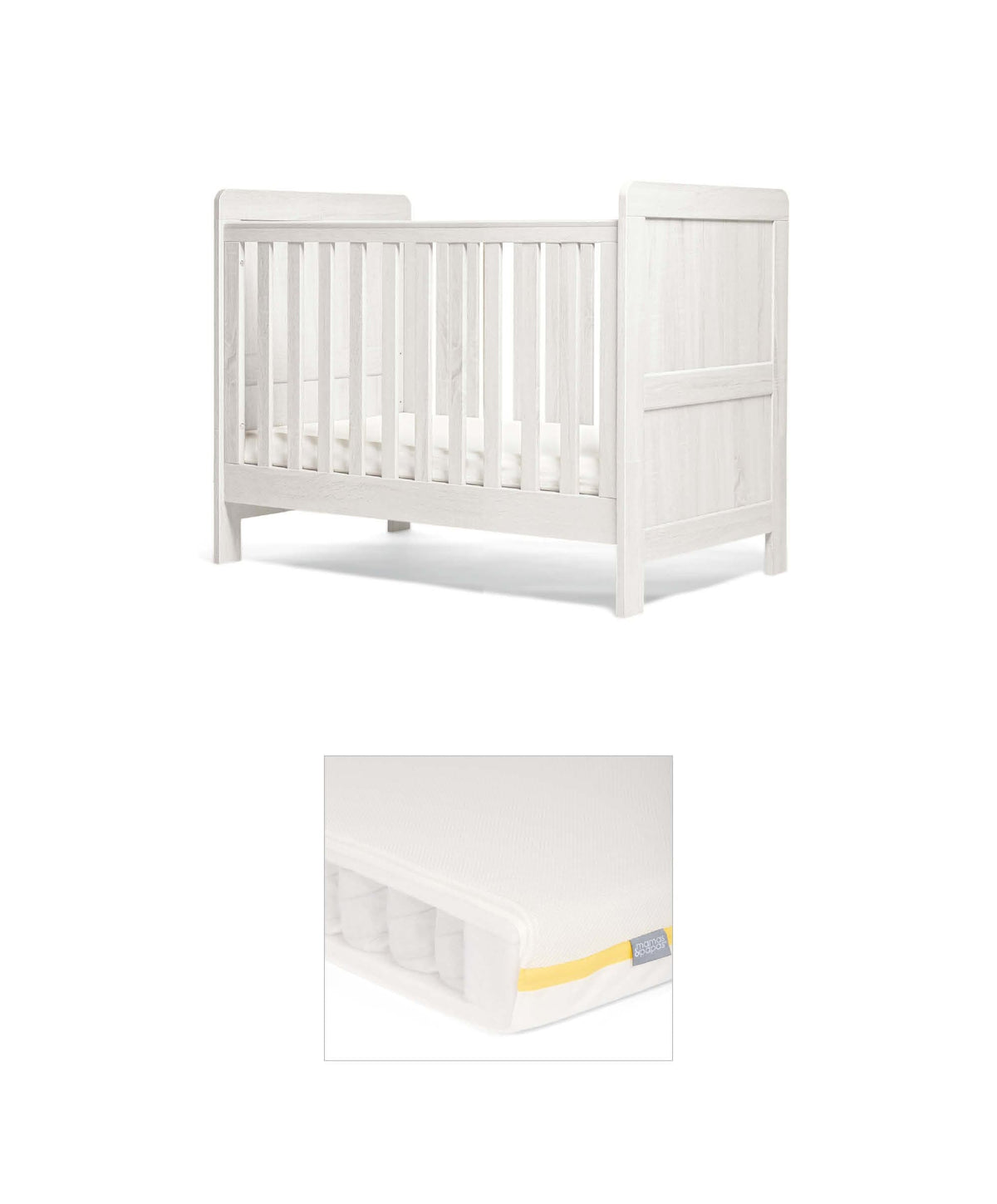 Mamas & Papas Furniture Sets Atlas Convertible Cot Bundle with Essential Pocket Spring Petite Cot Mattress - White