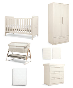 Mamas & Papas Furniture Sets Atlas Nursery Bundle with Lua Bedside Crib (6 Piece) – Stone