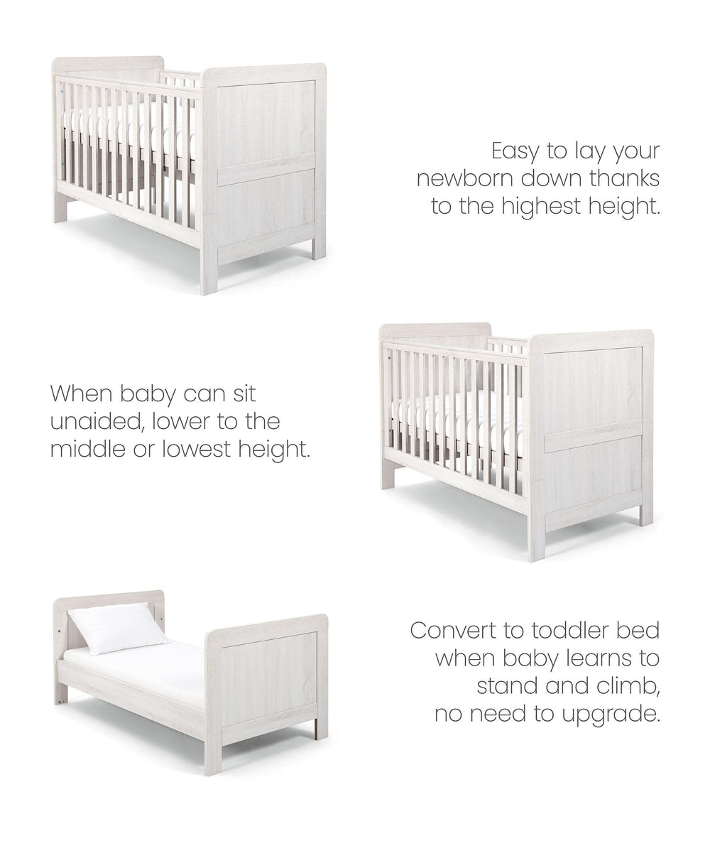 Mamas &amp; Papas Furniture Sets Atlas Nursery Bundle with Lua Bedside Crib (6 Piece) – White