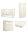 Mamas & Papas Furniture Sets Atlas Nursery Furniture & Essential Airflow Pocket Spring Cotbed Mattress Bundle - Stone
