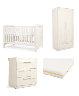Mamas & Papas Furniture Sets Atlas Nursery Furniture & Essential Airflow Pocket Spring Cotbed Mattress Bundle - Stone