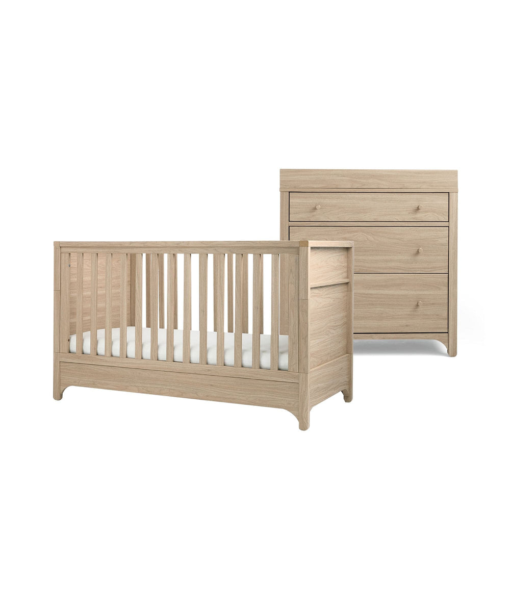 Mamas &amp; Papas Furniture Sets Barton 2 Piece Cotbed Set with Dresser Changer - Natural/Oak