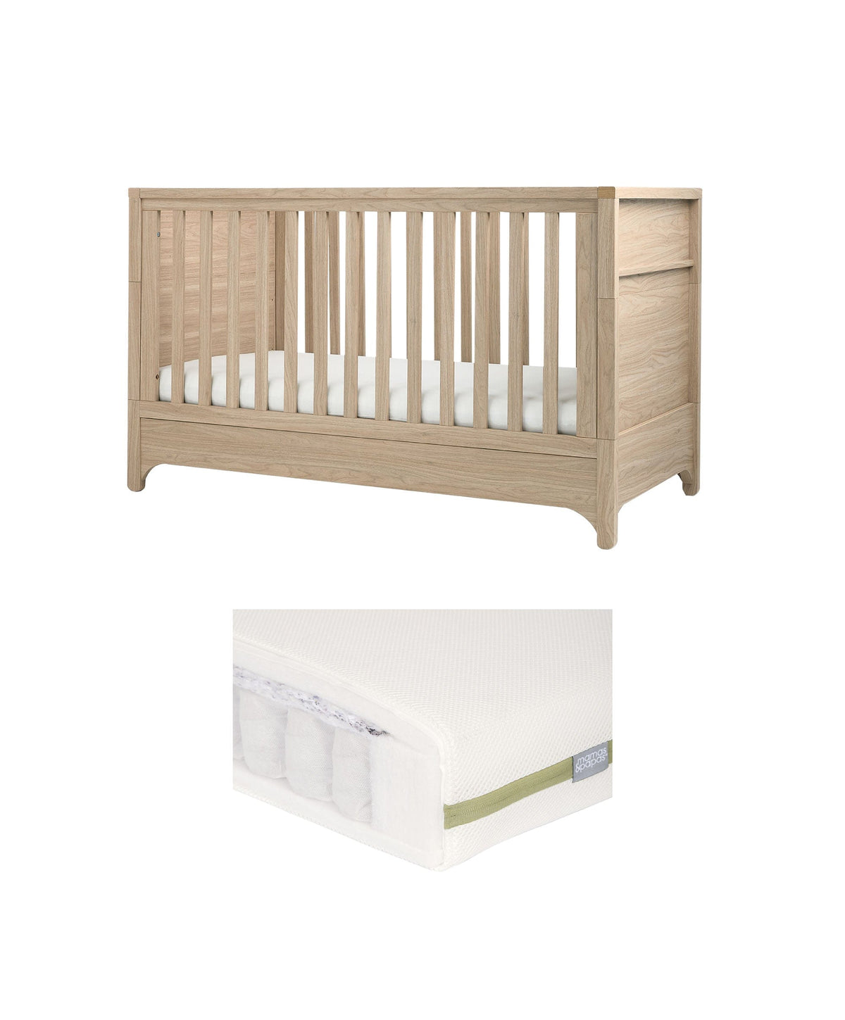 Mamas & Papas Furniture Sets Barton Cotbed With Premium Pocket Spring Cotbed Mattress Bundle